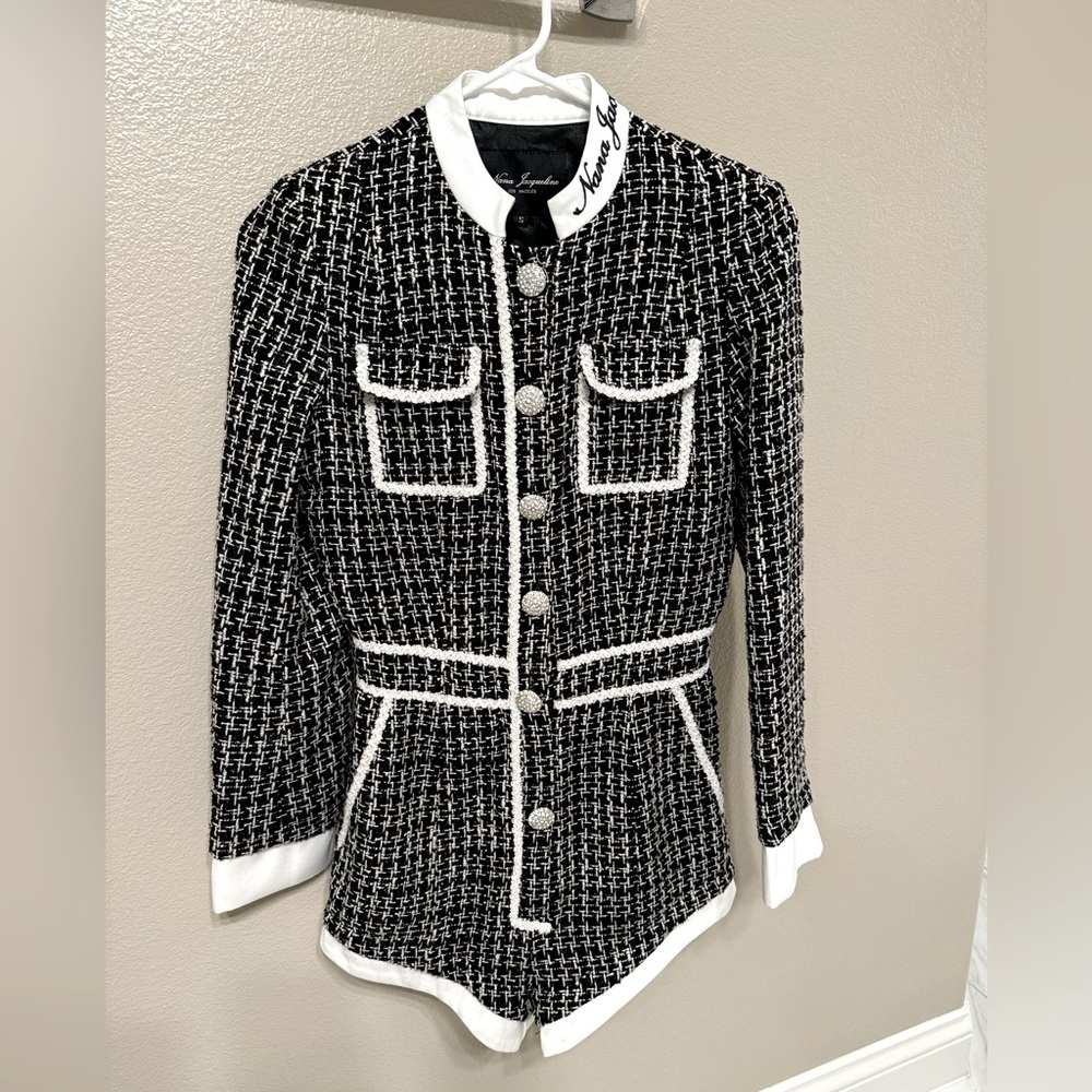Nana Jacqueline Black and White Tweed Jumpsuit